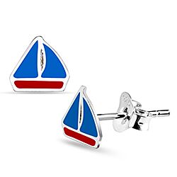 Wholesale 925 Sterling Silver Boat Enamel Kids Stud Earrings   