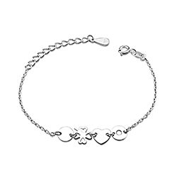 Wholesale Silver Plain 4 Clover with Heart Kids Bracelet