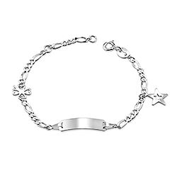 Wholesale Silver Clover with Star Tag Kids Bracelet