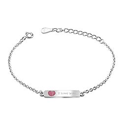 Wholesale Silver Enamel Heart I Love You Tag Kids Bracelet