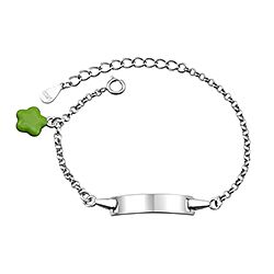 Kids Charm Bracelet Silver Clover Enamel Hearts