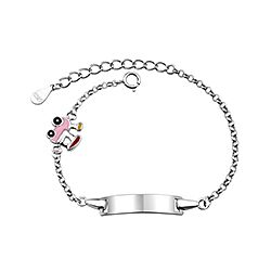 Enamel Pink Tricycle Silver Bar Kids Bracelet