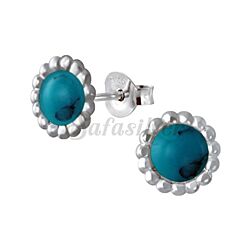 Wholesale 925 Sterling Silver Eastern Blue Flower Kids Stud Earrings 