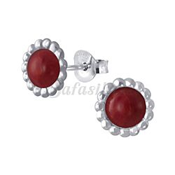 Wholesale 925 Sterling Silver Maroon Flower Kids Stud Earrings  