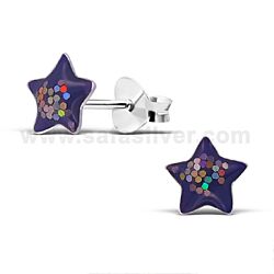 Wholesale 925 Sterling Silver Purple Color Kids Stud Earrings  r