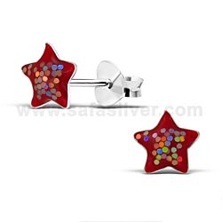 Wholesale 925 Sterling Silver Glittering Star Kids Stud Earrings   