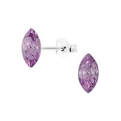 Wholesale 925 Sterling Silver Light Amethyst Genuine Crystal Stud Earrings 