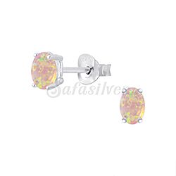 Wholesale 925 Sterling Silver Light Pink Opal Stud Earrings