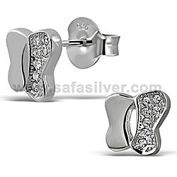 Wholesale Silver Sterling 925 Butterfly CZ Micro Pave Stud Earrings