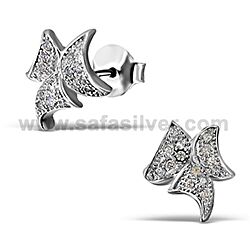 Wholesale 925 Silver CZ Clover Micro Pave Stud Earrings