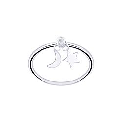 Wholesale Silver Moon Star Dangle Plain Ring