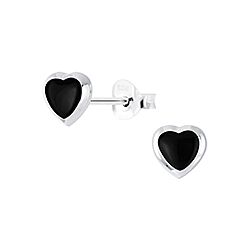 Wholesale Silver Black Heart Mother of Pearl Stud Earrings