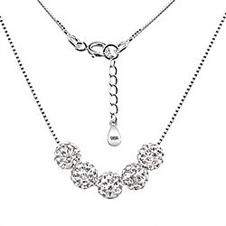 925 Silver Round Crystal Ball Necklace