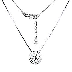 Wholesale 925 Sterling Silver 5mm Halo Bezel CZ rhodium plating Necklace