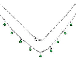 Wholesale Silver Round Emerald Cubic Zirconia Necklace 