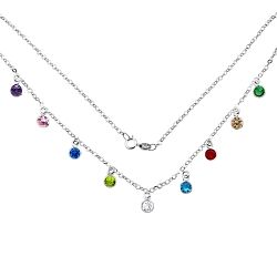 Wholesale 925 Silver Multicolor Crystal Cubic Zirconia Necklace