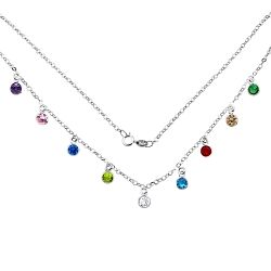 Wholesale 925 Silver Multicolor Crystal Cubic Zirconia Necklace