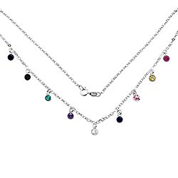 Wholesale Silver Round Multicolor Cubic Zirconia Necklace