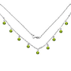 Wholesale Silver Round Peridot Cubic Zirconia Necklace