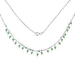 925 Silver Green Opal Beads Necklace