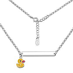 Wholesale Silver Plain Bar Duck Enamel Charm Kids Necklace