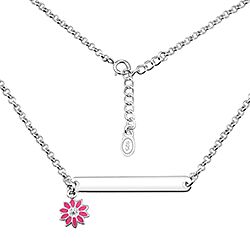Wholesale Silver Plain Bar Crystal Flower Charm Kids Necklace