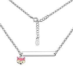 Wholesale Silver Plain Bar Fox Enamel Charm Kids Necklace
