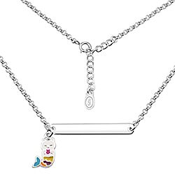 Wholesale Silver Plain Bar Mermaid Cat Charm Kids Necklace