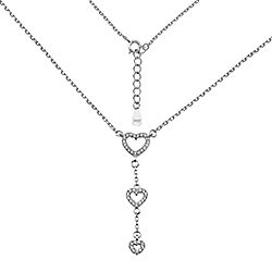 Wholesale Silver Triple Heart Cubic Zirconia Necklace
