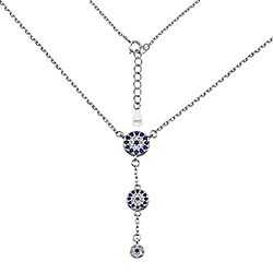 Wholesale Silver Triple Evil Eye Cubic Zirconia Necklace