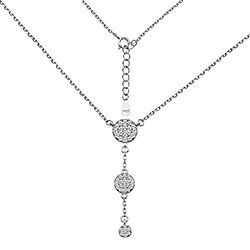 Wholesale Silver Triple Round Disc Cubic Zirconia Necklace
