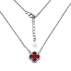 Wholesale Silver Red Four Leaf Clover Necklace