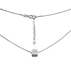 Wholesale Silver Cubic Zirconia Cube Necklace