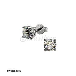 Wholesale 925 Sterling Silver Rhodium Genuine Crystal Stud Earring