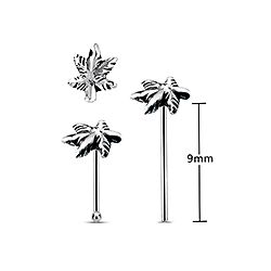 Oxidized silver weed leaf nose stud