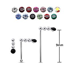 Linear Silver Dot design Silver Nose Stud, Crystal Nose Stud  Wholesale