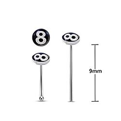 SILVER NUMBER '8' LOGO  NOSE STUDS