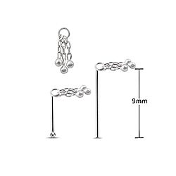 Ball Nose Stud Silver Chain Triple Dangle Design 20G