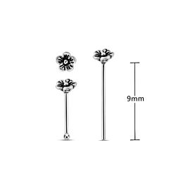 Wholesale Silver Oxidized Flower Nose Stud