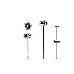Tiny Flower Oxidized Silver Nose Studs