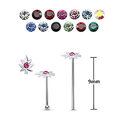 Marijuana Leaf Design Silver Nose Stud, Crystal Nose Stud Wholesale