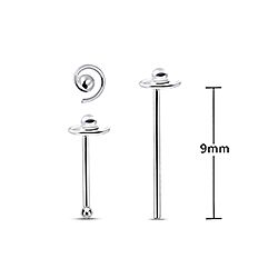 Spiral Nose Stud Silver Ball Bead 20G (0.6mm)