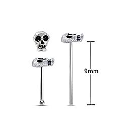 SILVER OXIDIZED SKULL NOSE STUD