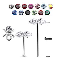 Spider Shape Silver Nose Stud, Crystal Nose Stud