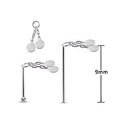 Dangle Nose Stud Silver Round Dangling Chain 20G