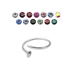 Tiny crystal sterling silver hoop nose ring