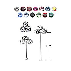 Tri-Crystal Nose Studs  Silver Nose Studs Wholesale