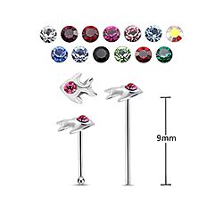 Crystal Eye Fish Silver Nose Stud