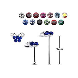 Crystal Butterfly Nose Stud, Silver Nose Stud
