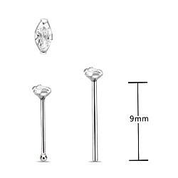 OVAL STONE  CZ NOSE STUD, SILVER NOSE STUD